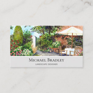 Terrace of The Manor House York Watercolor Garden Business Card