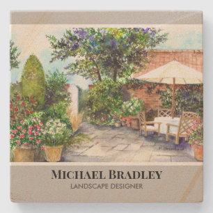 Terrace of The Manor House York Watercolor Garden Stone Coaster