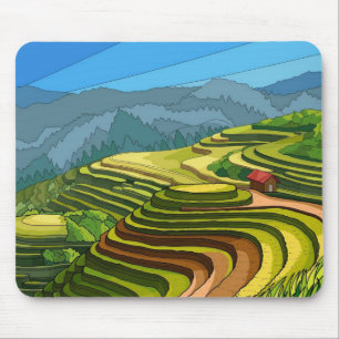 Terraced Fields Panorama Mouse Mat
