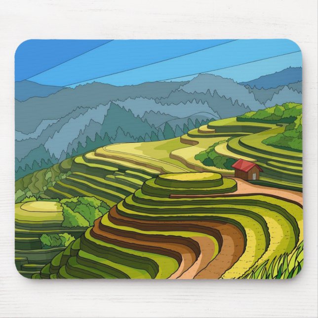 Terraced Fields Panorama Mouse Mat (Front)