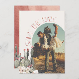 Terracota and Cactus Save the Date Photo Invitation