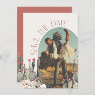 Terracota and Cactus Save the Date Photo Invitation