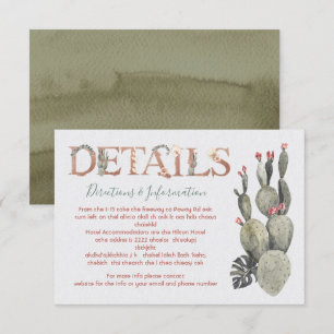 Terracota and Cactus Wedding Details and info card