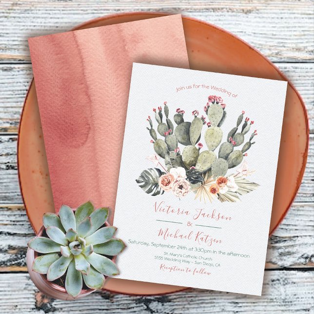 Terracota and Cactus Wedding invitations (Creator Uploaded)