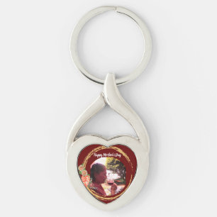 Terracota and Gold Mother's Day Custom Photo Key Ring