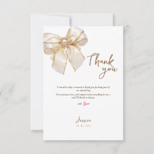 terracota bow bridal elegant shower thank you card