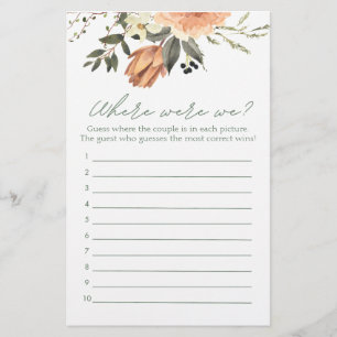 Terracota Bridal Shower Where were we Game