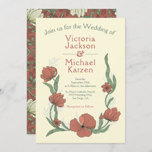 Terracota Craftsman Floral  Wedding invitations