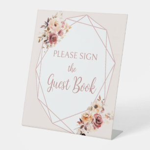 Terracota floral baby shower guest book sign
