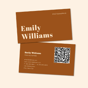 Terracota Modern Boho Minimalist   QR Code Business Card