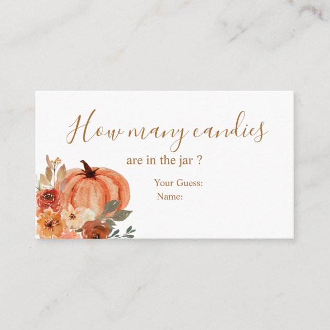 Terracota Pumpkin Bridal Shower How Many Candies Enclosure Card (Front)