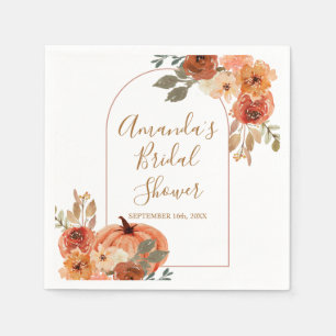 Terracota Pumpkin Floral Bridal Shower Napkins