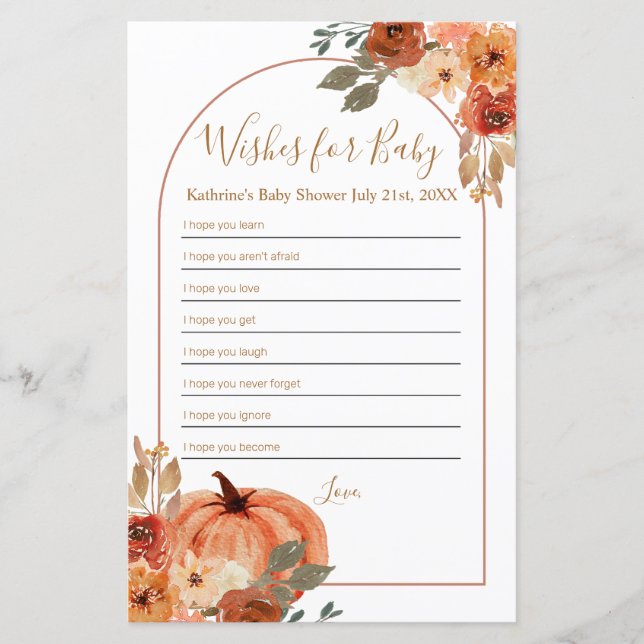 Terracota Pumpkin Floral Wishes for Baby (Front)