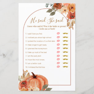 Terracota Pumpkin He said She said Game Card