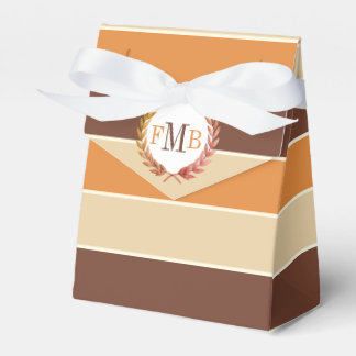Terracottα brown beige stripes, initials wedding favour box
