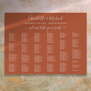 Terracotta 200 Names Wedding Seating Chart