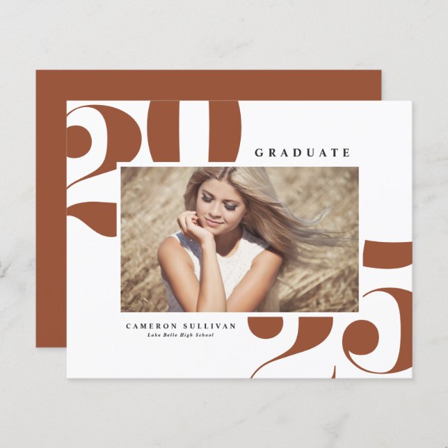 Terracotta 2025 Bold Typography Photo Graduation (Front/Back)
