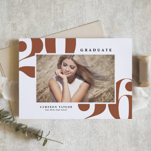 Terracotta 2025 Bold Typography Photo Graduation Invitation