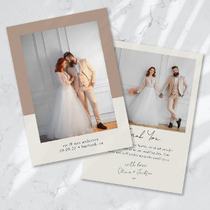 Terracotta 2 Photo Calligraphy Wedding Thank You Card