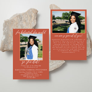 Terracotta 2 Photo Script Graduation Announcement 