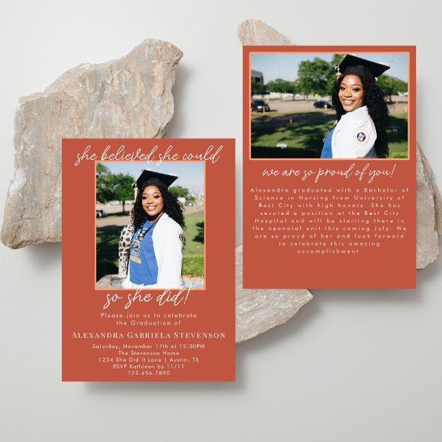 Terracotta 2 Photo Script Graduation Announcement  (Creator Uploaded)