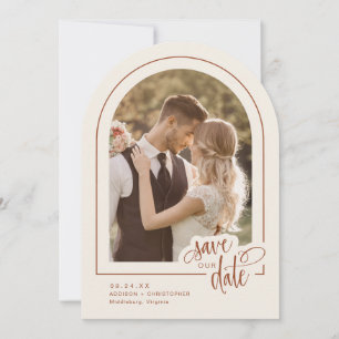 Terracotta 2 Photo Script Wedding Save the Date Invitation