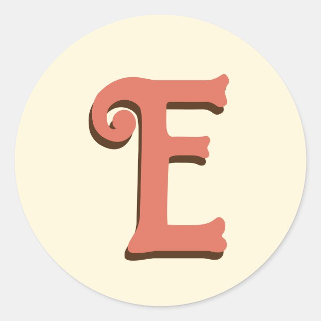 Terracotta 3D Modern Initial Letter | Ivory Cream  Classic Round Sticker (Front)