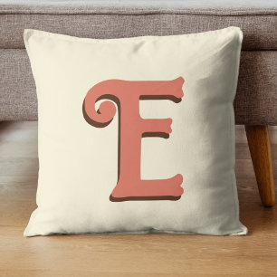 Terracotta 3D Modern Initial Letter Ivory Cream Cushion