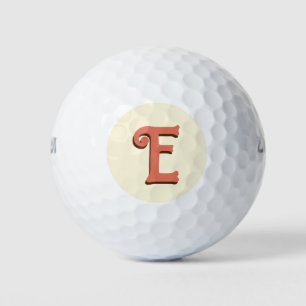 Terracotta 3D Modern Initial Letter Ivory Cream Golf Balls