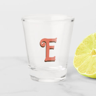 Terracotta 3D Modern Initial Letter Ivory Cream Shot Glass