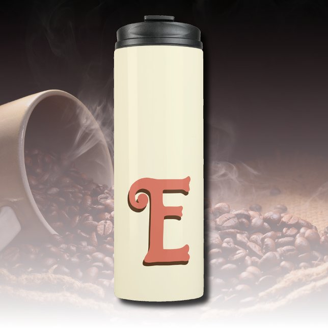 Terracotta 3D Modern Initial Letter | Ivory Cream  Thermal Tumbler (Creator Uploaded)