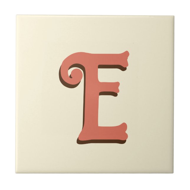 Terracotta 3D Modern Initial Letter | Ivory Cream  Tile (Front)