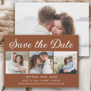 Terracotta 4-Photo 2-Sided Wedding Save Date Save The Date