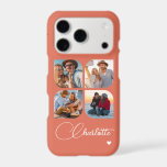 Terracotta 4 Photo Personalised Name<br><div class="desc">Keep favourite faces and special memories close every day with this beautifully personal 4 photo design. Four custom photo spaces are set on a soft terracotta coral background, finished with your personalised name in graceful script-style lettering and a sweet little heart accent for a heartfelt, stylish touch. Shown on an...</div>