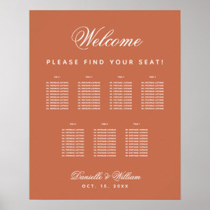 Terracotta 7 Tables Simple Wedding Seating Chart