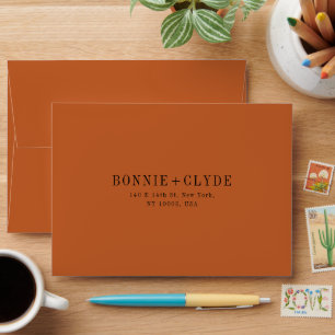 Terracotta A7 Wedding RSVP Envelope with Address