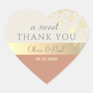 Terracotta A Sweet Thank You Wedding Favour Heart Sticker