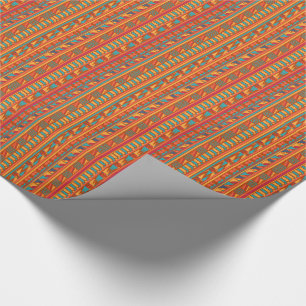 Terracotta Abstract Aztec Tribal Print Pattern Wrapping Paper