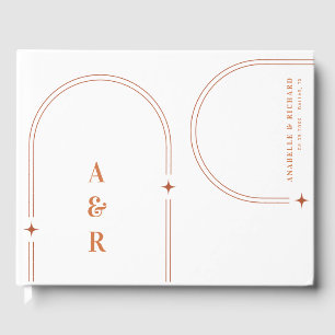 Terracotta Abstract Boho Arch Wedding Monogram Guest Book