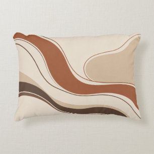 Terracotta Abstract Flowing Waves Decorative Cushion
