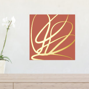 Terracotta Abstract Modern Gold Oval Shapes Foil Prints