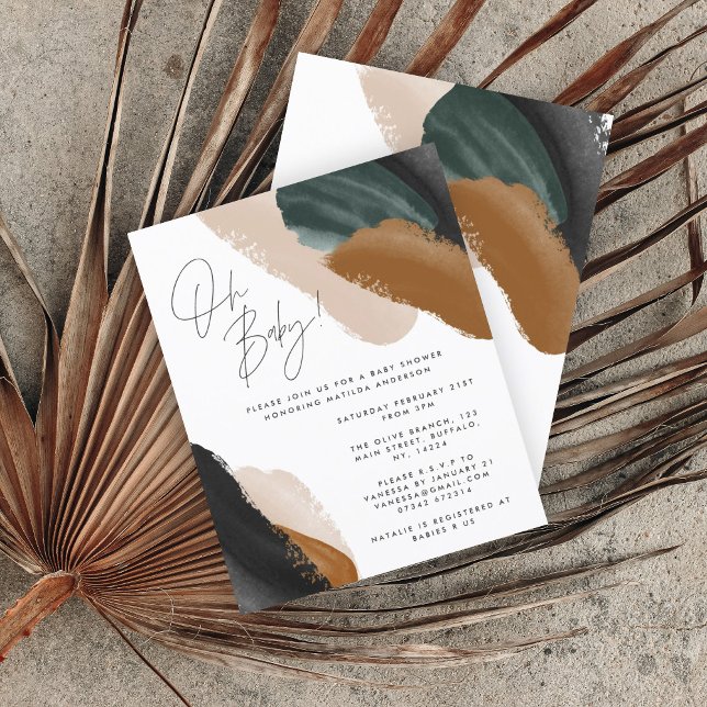 Terracotta abstract watercolor budget baby shower (Creator Uploaded)