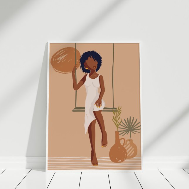 Terracotta Abstract Woman Portrait Poster (Terracotta Abstract Woman Portrait Poster in white frame)