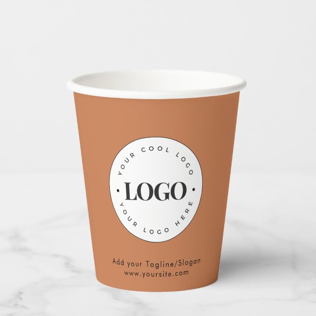 Terracotta Add Custom Business Company Logo Party Paper Cups (Front)