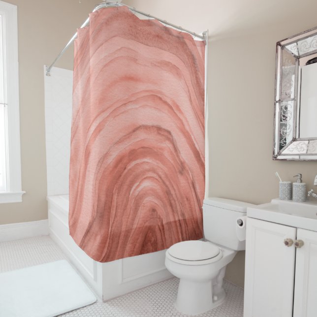 Terracotta Agate II Watercolor Pattern  Shower Curtain (In Situ)