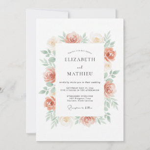 Terracotta Airy Botanical Wedding Invitation