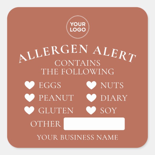 Terracotta Allergy Alert Bakery Cake  Food Sticker (Front)