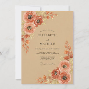 Terracotta Alluring Autumnal Wedding Invitation