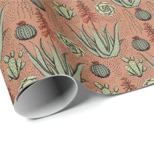 Terracotta Aloe Vera Succulent Cactus Wrapping Paper