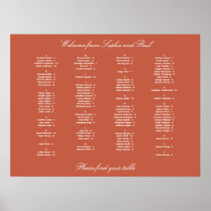 Terracotta Alphabetical Seating Chart Poster